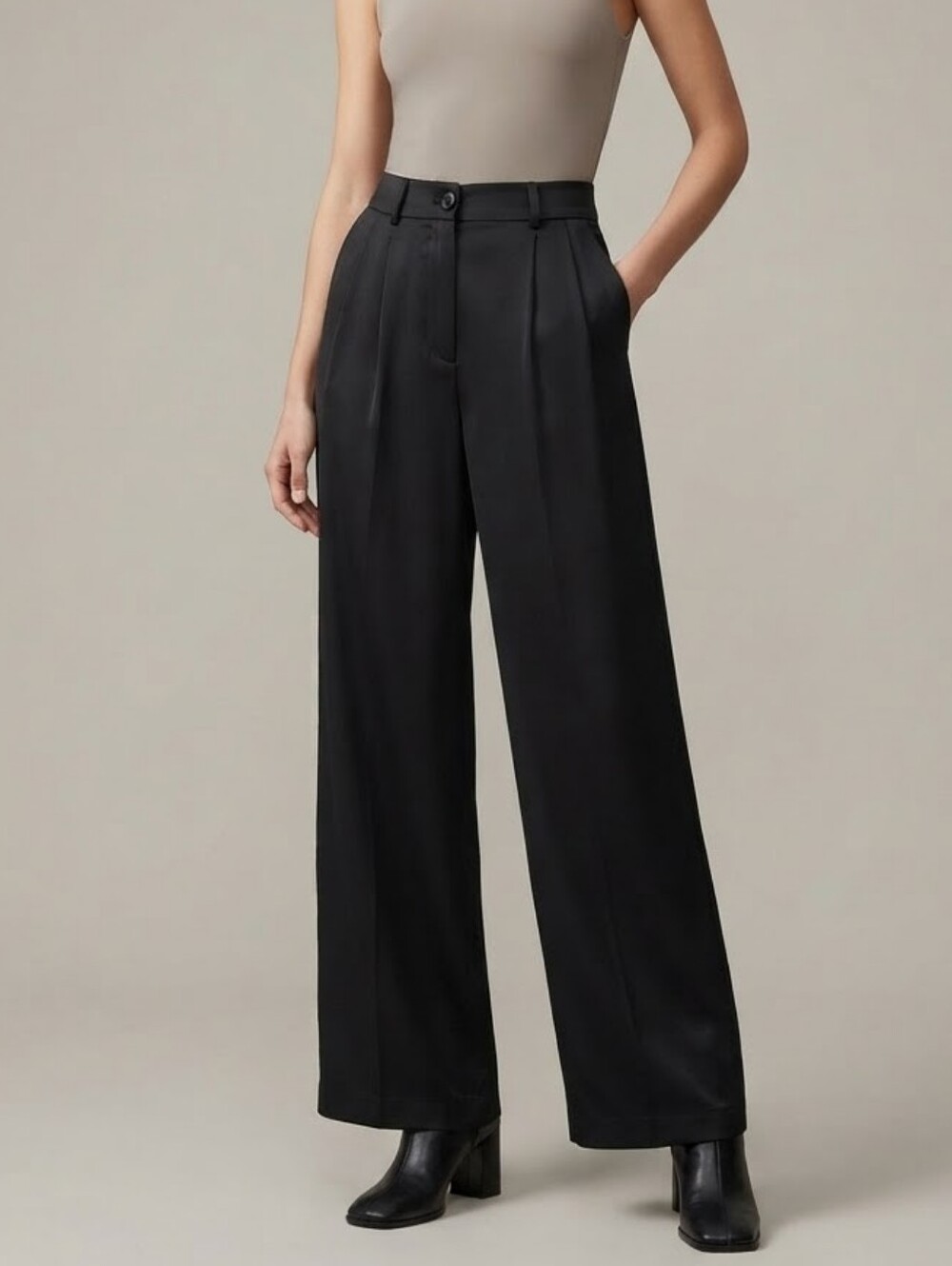 Princess Polly Black High Rise Pleated Wide Leg Pants Size US 2 / AU 6